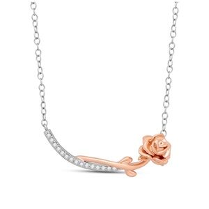14k Disney Beauty and the Beast Belle Rose Smile Necklace